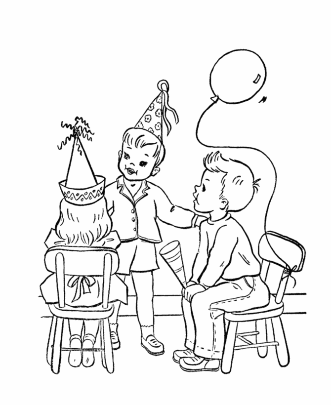 BlueBonkers Kids Birthday Party Coloring Page Sheets Friends At The 