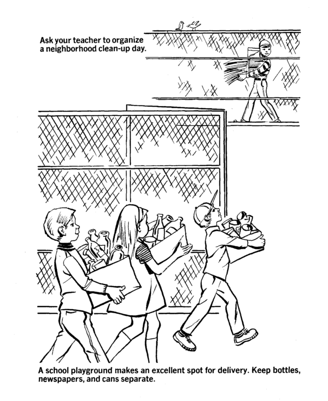Earth Day Coloring page |  Neighborhood Cleanup 