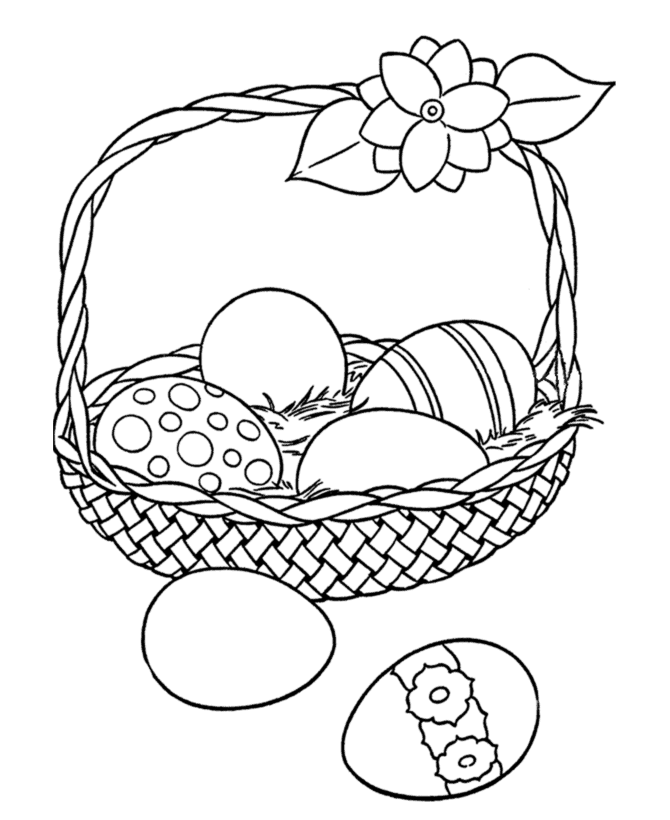 Easter Egg Coloring pages | Big Easter Basket with eggs