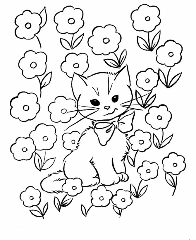 Easter Kids Fun Coloring page | Easter Kitty Cat