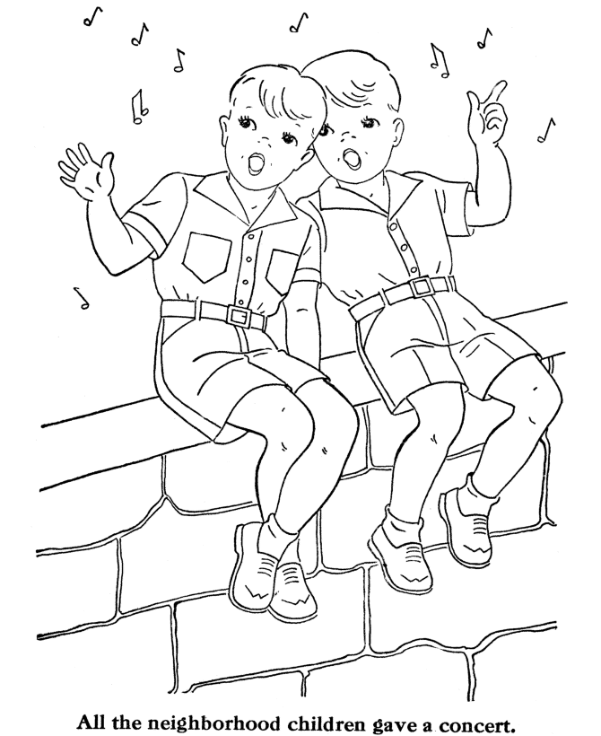children singing coloring pages