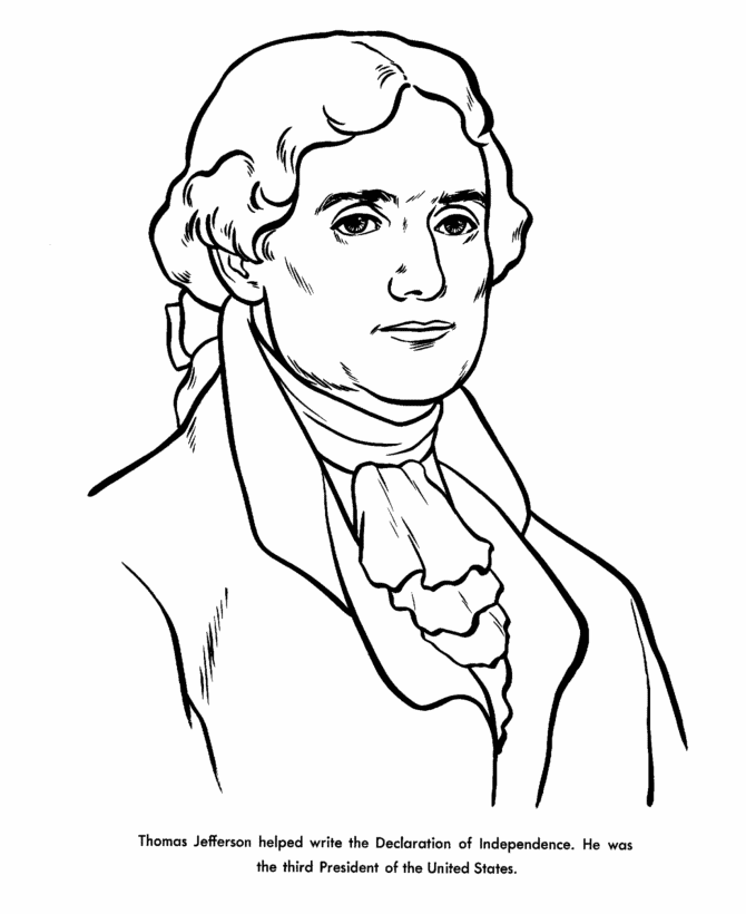 Bluebonkers : US Presidents coloring pages - President Thomas Jefferson