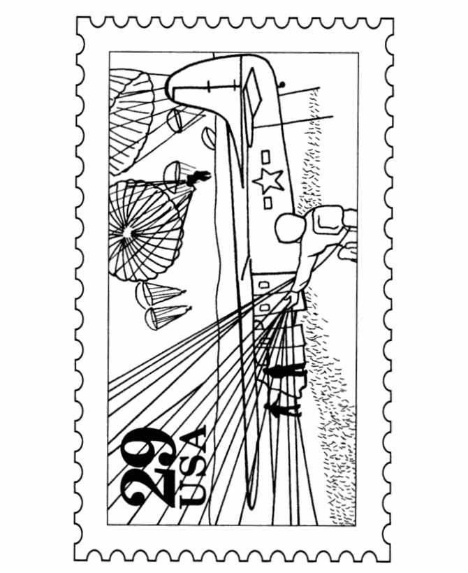D-Day Landing Postage Stamp Coloring Pages 