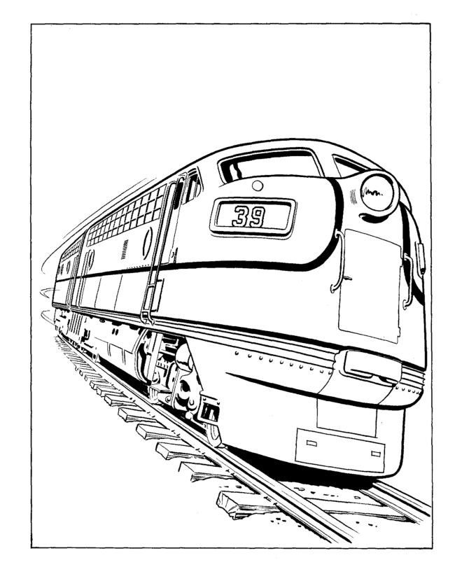 Train and Railroad Coloring page sheets - Streamlined diesel engine