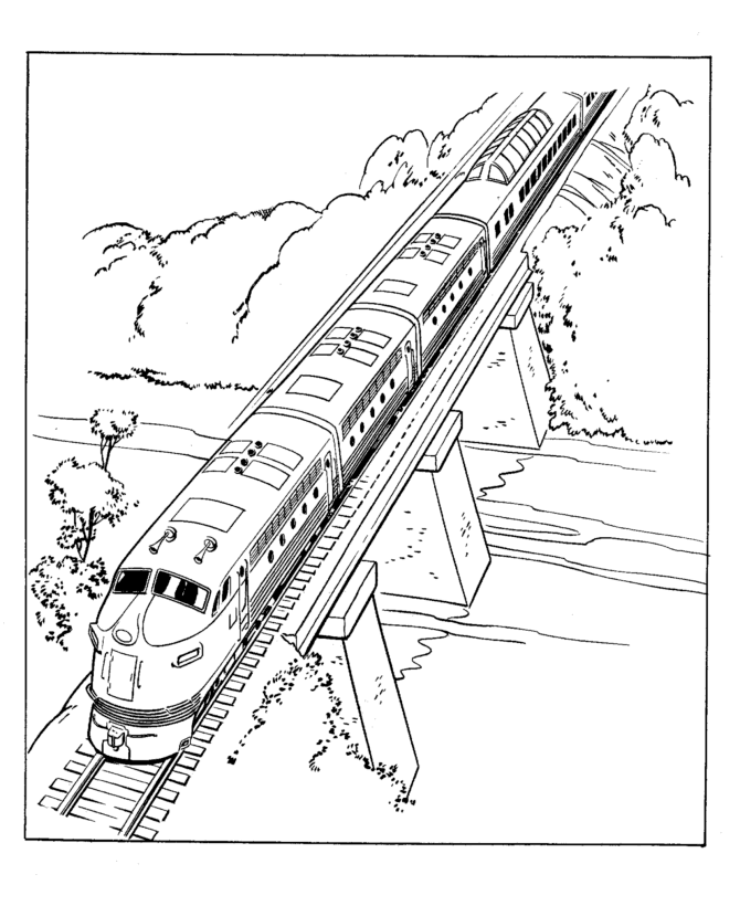 Railroad Coloring page sheets Streamlined diesel engine